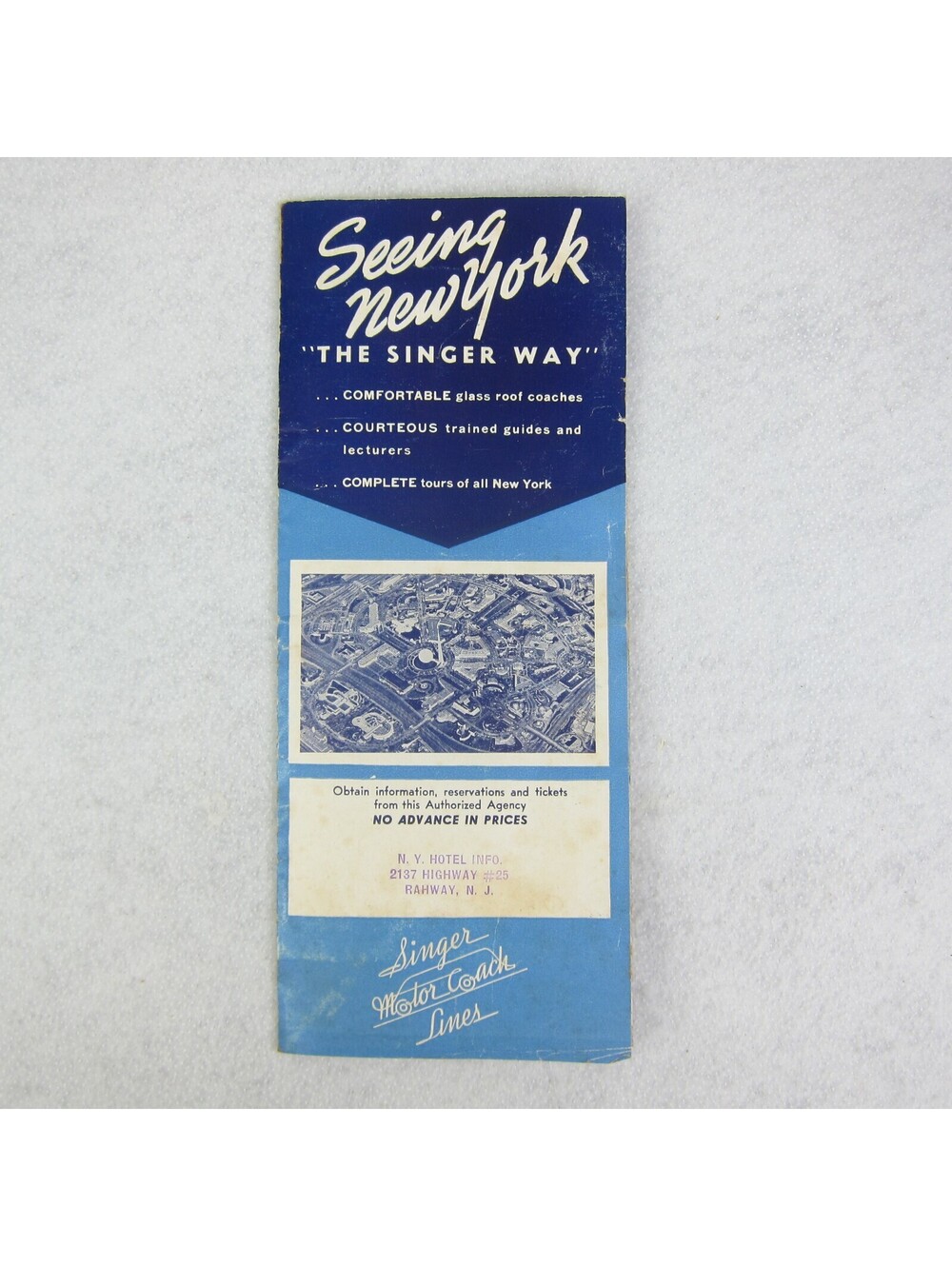 Singer Motor Coach Lines Bus Tour New York City Brochure Vintage 1930s RARE